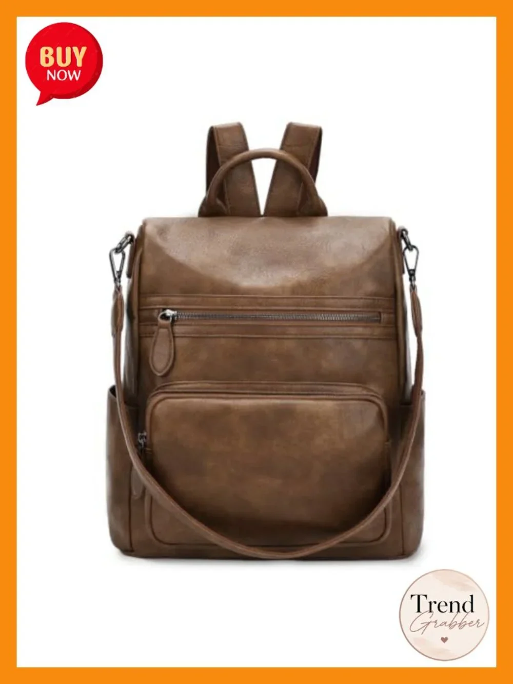Anti-Theft PU Leather Convertible Backpack Purse for Women, Shoulder Bag